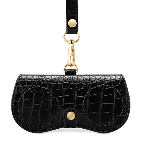 FEISEDY Soft Crocodile Textured Leather Sunglass Bag, Portable Glasses Pouch With Button Clip Wrist Strap B0366 by FEISEDY - Used condition - US$16.40