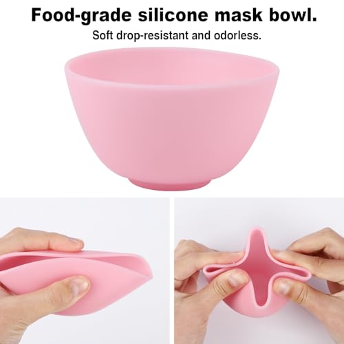 Wahijihe 5 Pcs Silicone Facial Mask Mixing Bowls Set,Multi colored Reusable Silicone Bowls for Diy Face Mask Mixing Tool for Facial Mask,Hair Dye,Other Skincare Products
