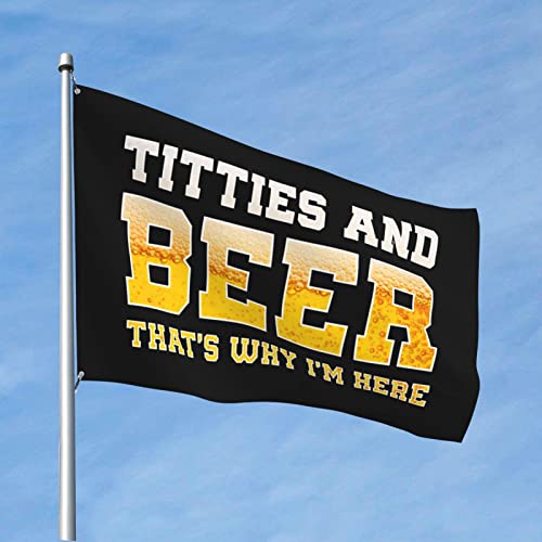Drapeau College Fun Flags Titties And Beer pour decoration de man cave 152x244 cm