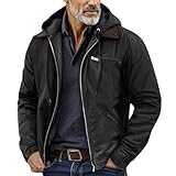Genérico Cazadora Invierno Hombre Forro Polar Ligera Parka De Borrego Termica Abrigo Con Capucha Y Cremallera Oversize Chaqueta Softshell Senderismo Deporte Casaca Negro L