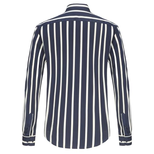 Men's Color Block Striped Long-Sleeve Button-Down Shirts, Spring Summer Comfort Vacation Casual Beach Shirt2