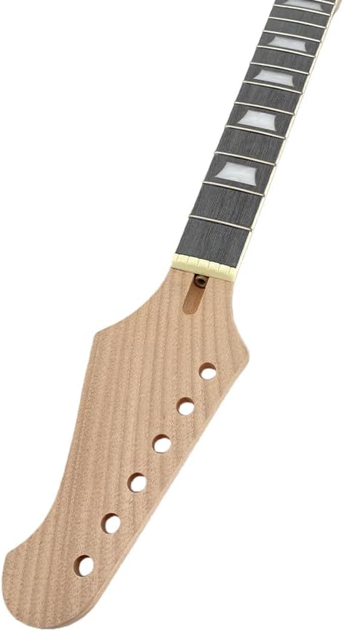 Yinfente Electric Guitar Neck, 22 Frets, 24.75 inch, Mahogany Rosewood Fretboard, Bolt On, Trapezoid Block