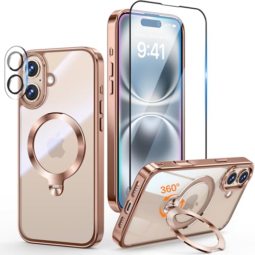 Coque anti-choc iPhone 16 Plus compatible MagSafe avec anneau de maintien