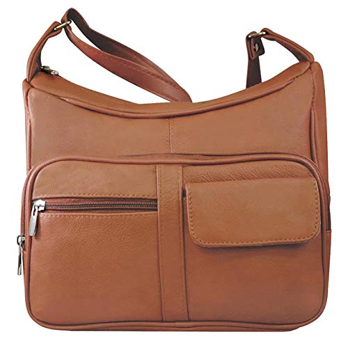Silverfever Medium Leather Handbag | Ladies Shoulder Bag | Organizer W Built In Wallet (Light Brown) #TOP11