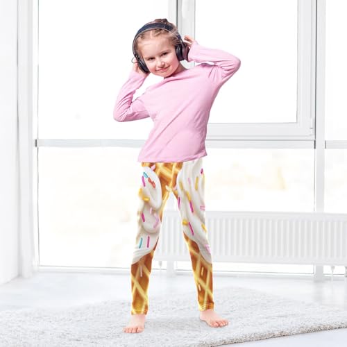 Ice Cream Waffle Colorful Sprinkles Girls Casual Leggings for Kids Printed Long Pant Bottoms Stretch and Soft4