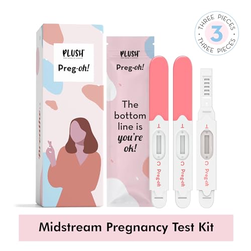 Image of Plush Preg-Oh! Midstream Pregnancy Kit Test for Women | Single Step Hygienic Testing Process | 3 Individually Sealed Tests with Manual | 99% Accuracy x Pack of 5