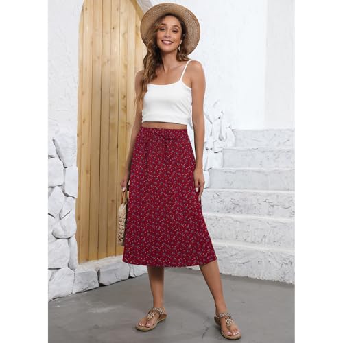 Image of Witsmile Flowy Skirt Elastic High Waist A-Line Skirt with Pockets Bohemia Cover-up for Women 2026 Trendy(S-2XL)