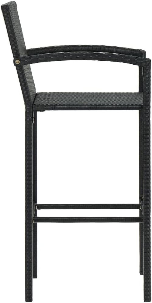 YAFF 5 Piece Patio Bar Set Poly Rattan Black