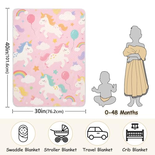 Custom Cute Cartoon White Rainbow Unicorns Blanket Baby Girl boy Breathable Customization Kitten Baby Name Blanket Personalized for Girls or Boys 30x40in necesarias para Bebes3