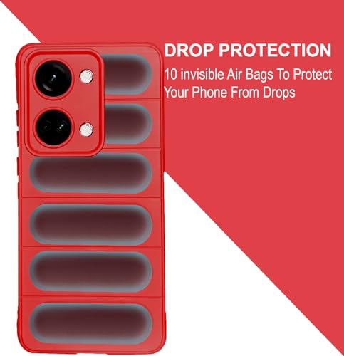 Image of A rtistque Liquid Silicone Stripes Back Cover Case for Oneplus Nord 3 5G | with Camera Protection | with Inner Fabric | Anti Slip Grip | AirBag Case - Red