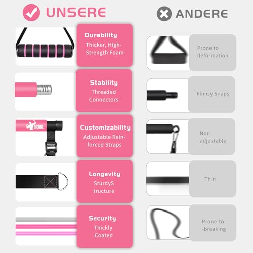 Pilates Bar Kit with Resistance Bands,Qicool Pilates Resistance Bands Exercise Fitness Equipment for Women & Men Home Gym Yoga Pilates,Full Body Workout Equipment - Image 4