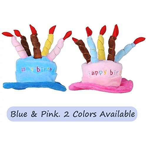 Pet Birthday Party Hat For Small Cats & Dogs, Birthday Cake & Candles Design (Pink) #TOP5