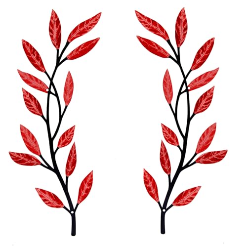 Metal Tree Leaf Wall Decor 2 PCS Rustic Vine Branch