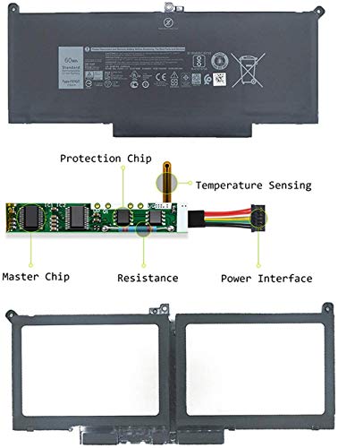 Batterie 60Wh F3YGT longue dur&eacute;e pour Dell Latitude 7390 7480 7,6V - 2