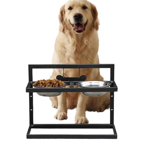 Hundenapfständer- 15, 2 cm Edelstahl- Onyx- Rahmen, erhöhte Futterstation, erhöhter Futternapf, ergonomische Wirbelsäulengesundheitspflege, Möbel für Küche, Wohnung, Essbereich, Garten, Terrasse