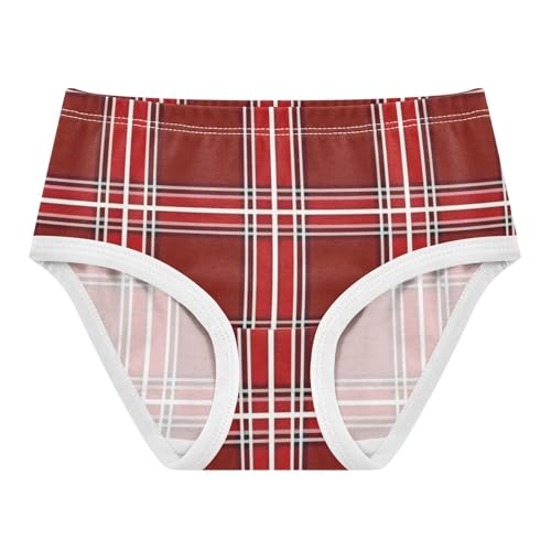 Red Plaid Christmas Girls' Moisture-Wicking Panties Briefs Underwear for Toddler Girls in Sizes 2T,3T, 4T, 5T, 6Y and 8Y