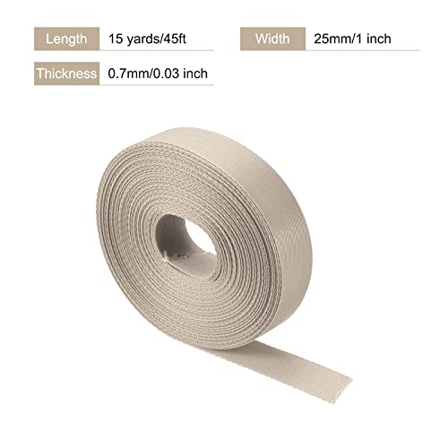 Image of MECCANIXITY Flat Nylon Webbing Strap 1 Inch 15 Yards Champagne for Backpack, Cargo Strap, Luggage-rack