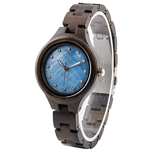 Montre en Bois pour Femme Faite à la Main en ébène gravée au Laser avec Coque Cover