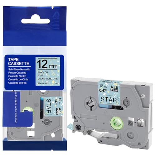 xv^[f12mm݊xe[vTZE631 TZE231 TZE131 PTH110 PTP710BT PTD200 PTD210 PTH100œ(Black on Star)