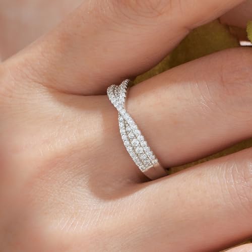 Wuziwen Infinity Wedding Bands for Women Curved Eternity Rings for Her Anniversary Promise Ring 925 Sterling Silver Cubic Zirconia4