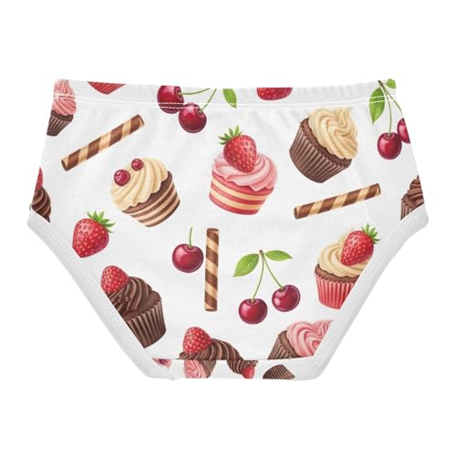 Cute Chocolate Strawberry Cupcakes Cotton Toddler Underwear, Cotton Underwear Girls, 2T–8 Years2