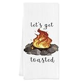 ULYNKETHR Camping Kitchen Towels,Funny Sayings Happy Camper Tea Towel Absorbent Farmhouse Dish Towel for RV Camping Gifts, Hand Towel for Camper Lovers Home Decor,16x24 Inches