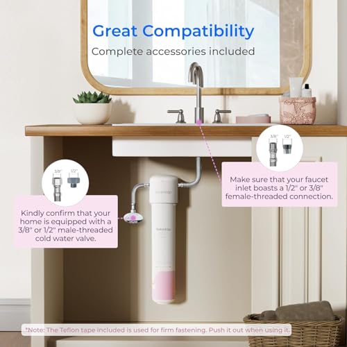 Image of Waterdrop BFU1 Bathroom Sink Filter for Skincare, Strontium-enriched, Water Softner, Reduce 99.9% of Harmful Substance in Bathroom Sink Faucet, Reduces Skin Redness and Irritation