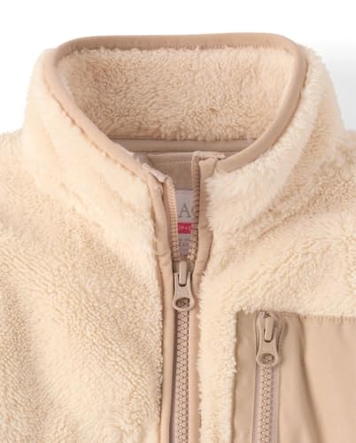 Image of The Children's Place Girls' Long Sleeve Sherpa Fleece Full Zip Jacket