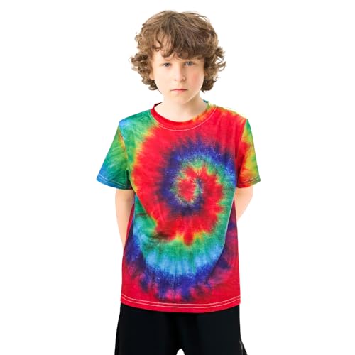 Image of Boys Tie Dye Shirts 3-12 Years Hippies Crewneck Kids Short Sleeve Tee | Boys Tie Dye Shirts