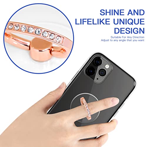 Yinhexi 2 Pcs Transparent Phone Ring Stand Holder Cell Phone Ring Holder Finger Grip 360 Degree Rotation (Rose Gold & Diamond-1) #TOP3
