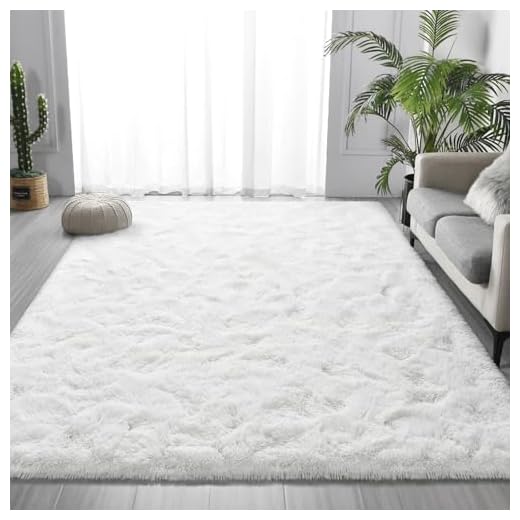 AIMECO Weißer Langflor Teppich 200x300 cm – Waschbar, Antirutsch-Boden, Flauschig & Weich Hochflor Kuschelteppich für Wohnzimmer, Schlafzimmer & Kinderzimmer – Ideal für Kinder & Haustiere