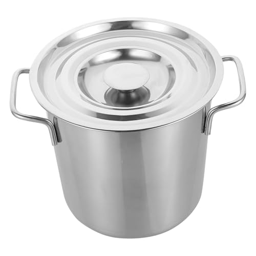 Olla Grande de Acero Inoxidable con Tapa - Olla Resistente de Doble asa, Pulido Espejo, Base de 3 Capas, Ideal para guisos, sopas, hervidos, Catering y Utensilios de Cocina.