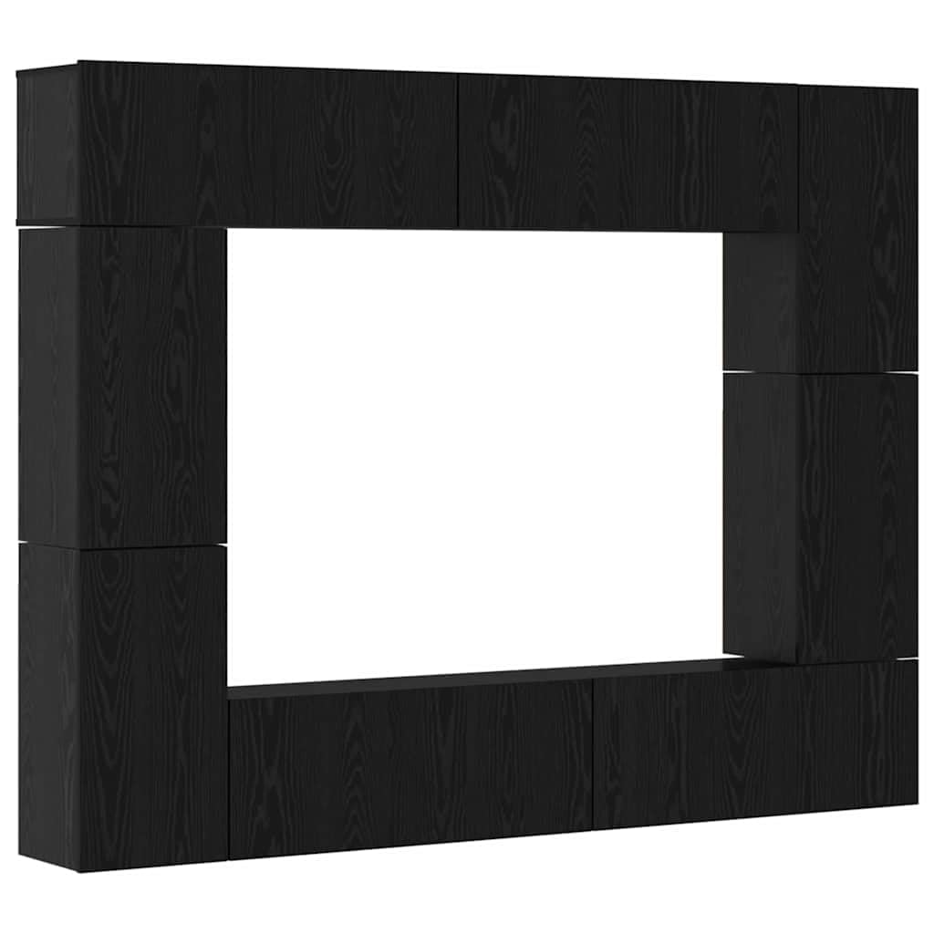 Ensemble de meubles TV 8 pièces moderne en bois noir pour salon chic