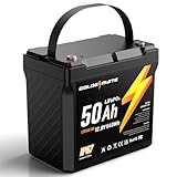 GOLDENMATE 12V 50Ah LiFePO4 Battery, IP67 Waterproof, 5000+ Deep Cycles, Built-in BMS & Grade A Lithium Iron Phosphate Battery Cell, Ideal for RV, Camping, Solar, Marine, Trolling Motor, Off-grid Sets