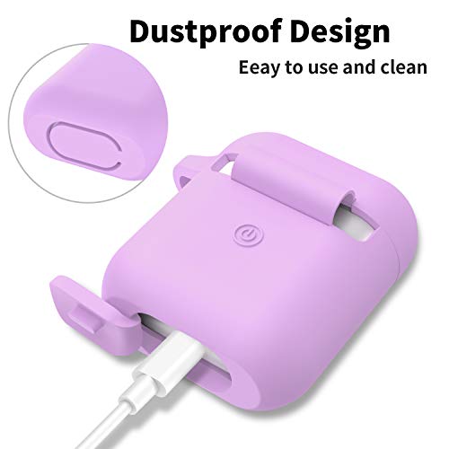 Airpods Case, Full Protective Silicone Airpods Accessories Cover Compatible With Apple Airpods 1&2 Wireless And Wired Charging Case(Front Led Visible),Light Purple #TOP7