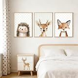 Xiyocadt 3er Tiere poster Set, Bilder Kinderzimmer Poster, 