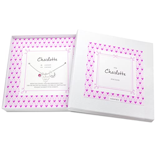 Taufschmuck Schutzengel Junge Mädchen Gravur Taufkette MEIN ENGEL GEBURTSSTEIN mit Geschenkbox Geschenkschachtel personalisiert Name Taufdatum Geburtsdatum