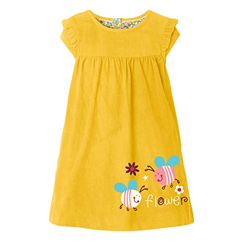Vestido de algodão para meninas de 1 a 7 anos com estampa de animais e estampa de manga curta, Cor 2