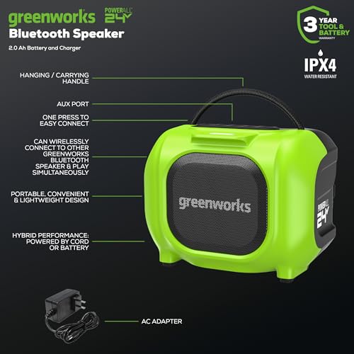 Greenworks 24V Bluetooth Speaker Kit, 2.0 Ah Battery and Charger - image 2