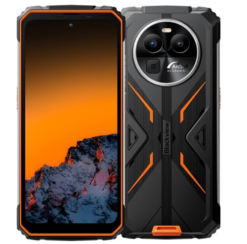 Blackview Smartphone Resistente BV8100, Linternas LED Duales, 24GB+256GB, 6,5'' 120Hz 2,4K FHD+, Cámara 50MP, Batería 8800mAh, Teléfono móvil Antigolpes Impermeable IP68 Android 14, GPS NFC Naranja