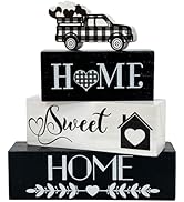 4 Pcs Farmhouse Wooden Tabletop Decor, Sweet Home Tiered Tray Decor Wooden Tabletop Decors, Sweet...