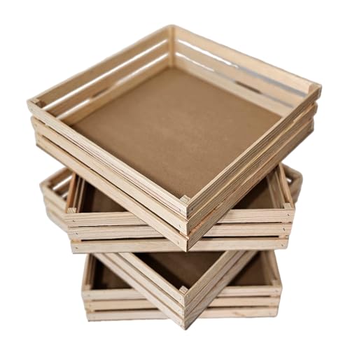 La mejor comparación de Huacales los preferidos por los clientes. 45 Yunuen Huacales de Madera Natural 25x25 cm con 3 Palos, para Fiestas y Eventos, Paquete de 12 Piezas