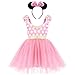 IWEMEK Princesa Disfraz de Minnie para Bebé Niña Navidad de los Lunares del Vestido del Tutú de Tul Cumpleaños Fantasía Infantiles Vestido Carnaval Bautizo Ballet Baile con Diadema 4-5 Años