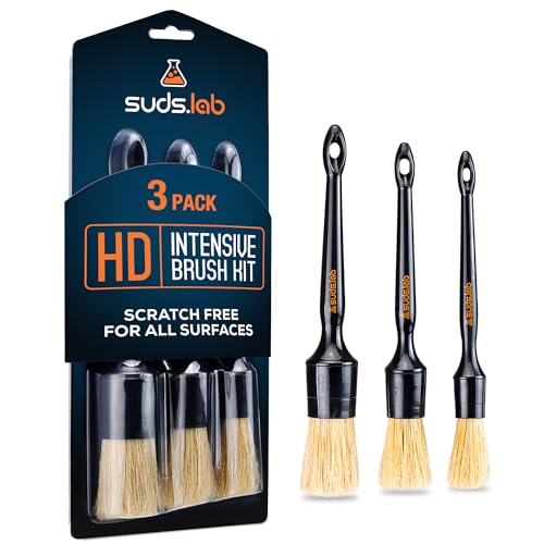 Suds Lab HD Intensive Brush Kit 3 Pack- Premium Boar’s Hair Brushes - Scratch Free Design - Fine Detailing Brushes For Personal And Professional Use