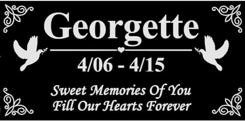 Personalized Human Memorial Stones, Black Granite Memorial Garden Stone, Gifts for Someone Who Lost a Loved One, or Pet, Dog, Cat (Dove 1, 8x4 inches (20x10cm))