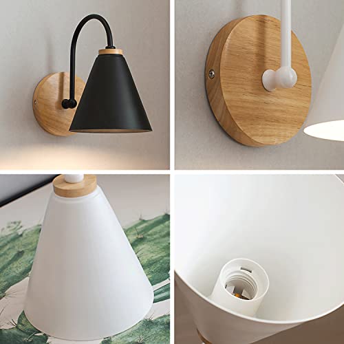 Luces de pared de iluminación deco con acabado metálico de alta calidad y base de madera E27 6