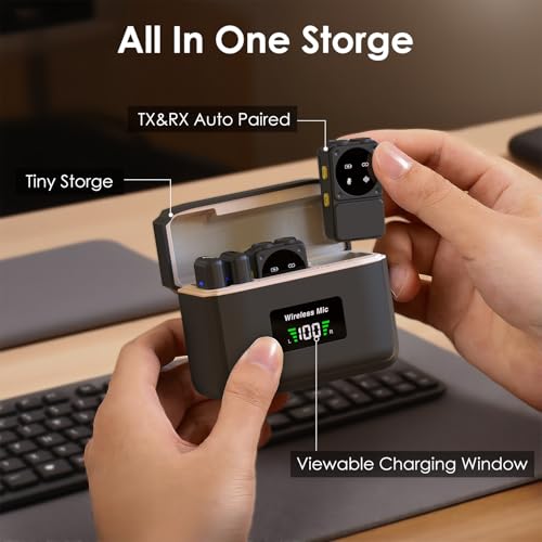 Image of Mini Wireless Lavalier Microphone for iPhone iPad Android with Lightning /USB-C Plug, 80H Work Time Noise Reduction Lapel Mic for Recording, Clip Omni Lav Mic for Video Recording, Tiktok, Youtube, Vlog