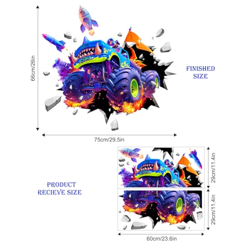 Vinilo decorativo Supzone Monster Truck 3D para niños miniatura 2