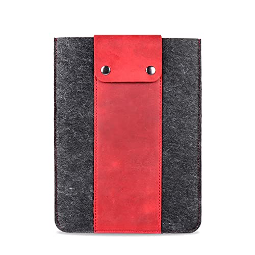 MegaGear Genuine Leather Tablet Sleeve Case for iPad Pro 11 inches, All Generations iPad Air & iPad (Red, 12.9 Inch)