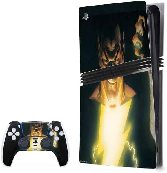 Skinit Decal Gaming Skin Compatible with PS5 Pro Bundle - Officially Licensed DC Comics Black Adam Lightning Bolt Design
